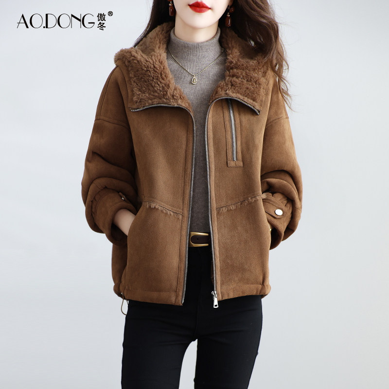 2025新款海宁颗粒绒皮草外套女短款加厚拉链保暖连帽羊羔毛大衣冬,女装/女士精品,皮草,淘宝优惠券,粉丝福利购,淘宝优惠卷