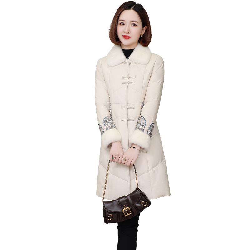 海宁狐狸毛领真皮羽绒服皮衣