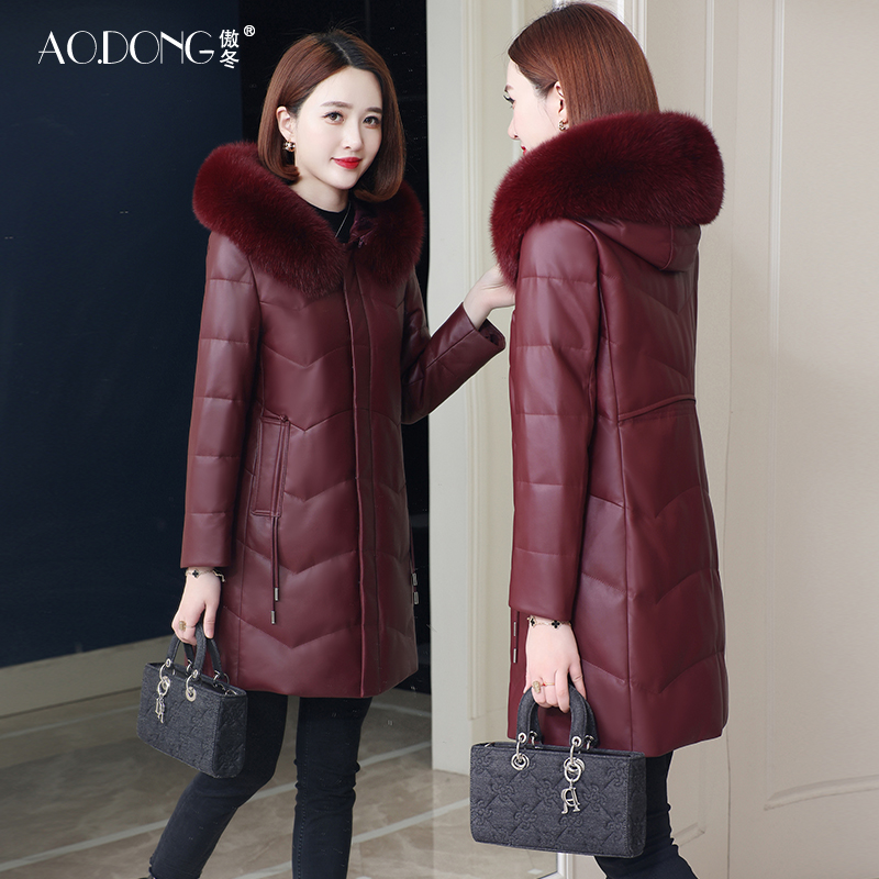 海宁收腰加厚真皮羽绒服皮衣