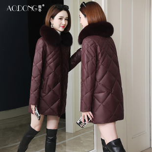 加厚保暖狐狸毛领外套 中老年妈妈装 傲冬2020新款 羽绒服女中长款