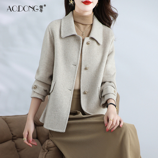 2025新款高端双面绒大衣女短款羊毛呢小个子甜美显瘦减龄外套秋冬