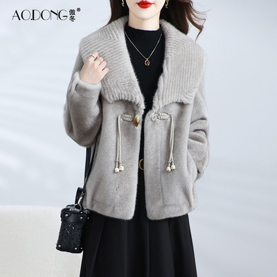 海宁新中式仿水貂毛环保皮草外套