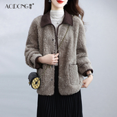 海宁颗粒绒皮草外套女短款 羊剪绒翻领减龄百搭保暖羊羔毛大衣冬季