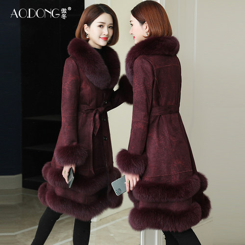 真皮獭兔皮毛一体女装