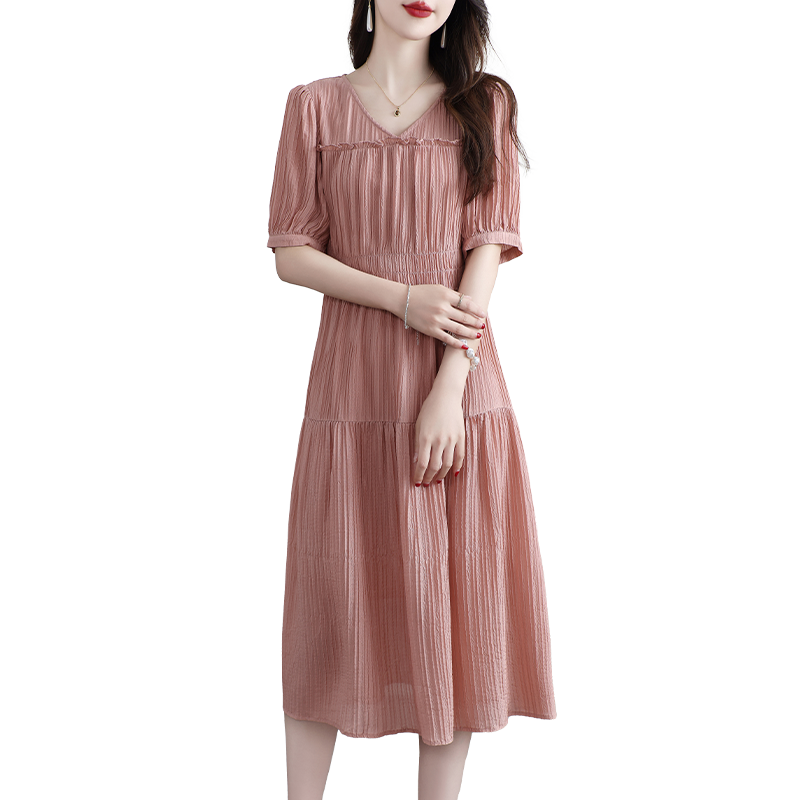 新款桑蚕丝甜美甜美收腰漂亮