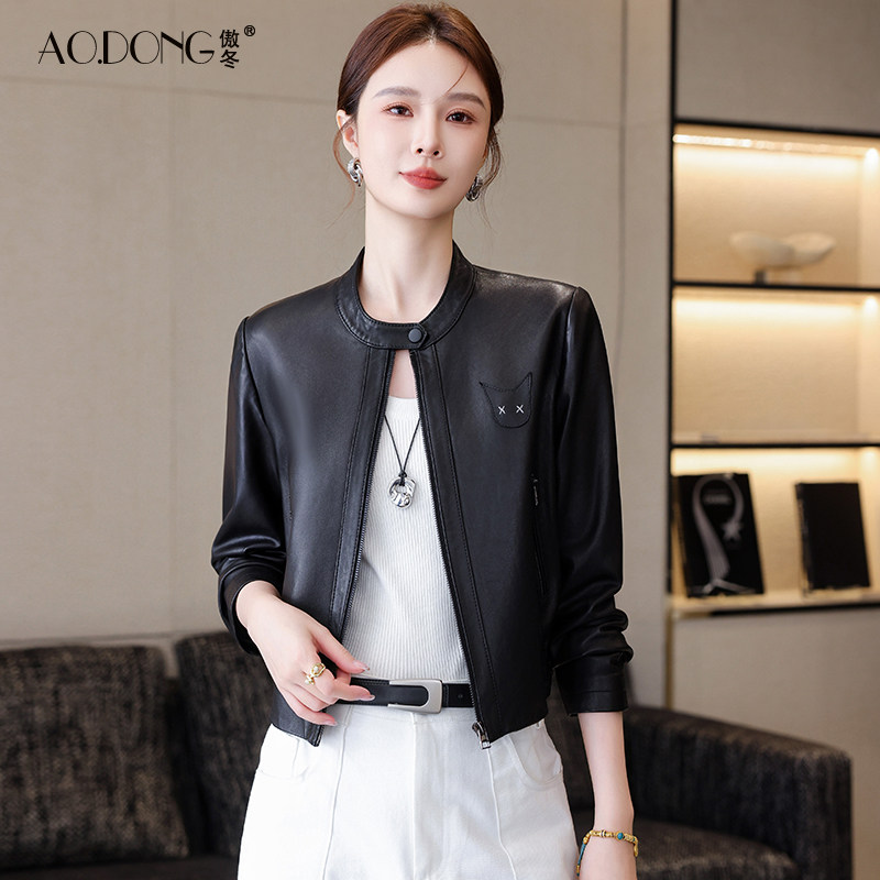 2025新款海宁真皮皮衣女短款绵羊皮小个子长袖机车服外套春秋