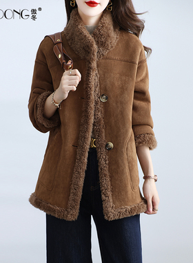 新款海宁两面穿颗粒绒皮草外套女中长款保暖羊羔毛立领大衣冬季