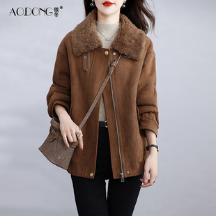 羊剪绒减龄保暖羊羔毛休闲大衣冬季 新款 海宁颗粒绒皮草外套女短款