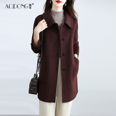 新款高级感双面绒大衣中长款