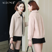 2020新款 海宁羊剪绒皮草外套女短款 颗粒绒皮毛一体小个子羊毛大衣