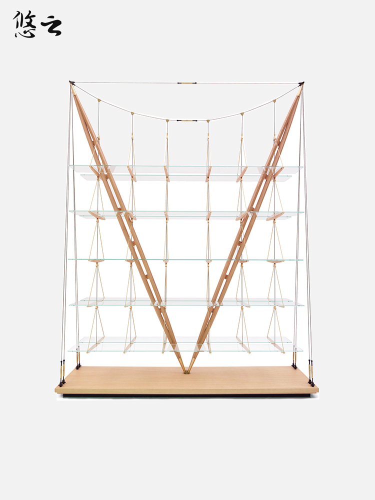 意式极简落地实木帆船书架