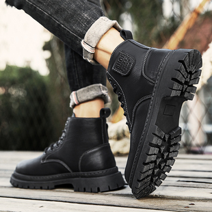 OSITA CAT马丁靴男款高帮冬季加绒保暖英伦风ins工装靴真皮户外靴