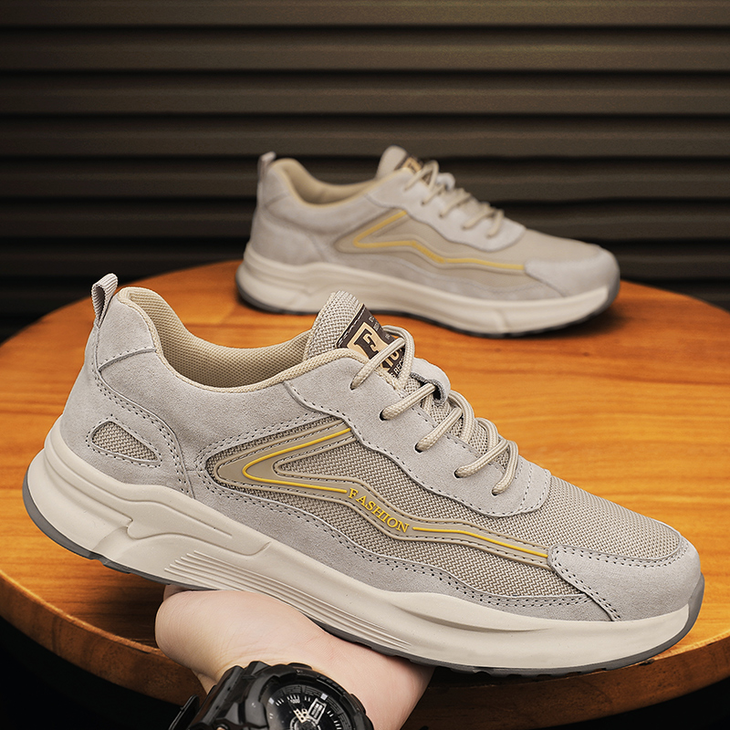 男士真皮运动休闲鞋透气跑步鞋子