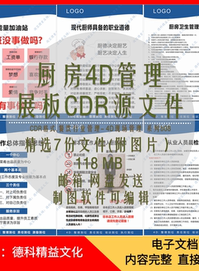 餐饮酒店酒楼餐厅厨房4D管理展板CDR格式源文件素材 5S管理 b08