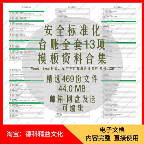 企业安全生产标准化全套13要素制度台账资料责任制电子版 b129