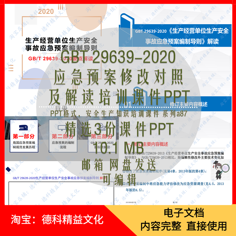 GBT29639-2020应急预案修改对照及解读培训课件PPT 安全管理 a87 商务/设计服务 设计素材/源文件 原图主图