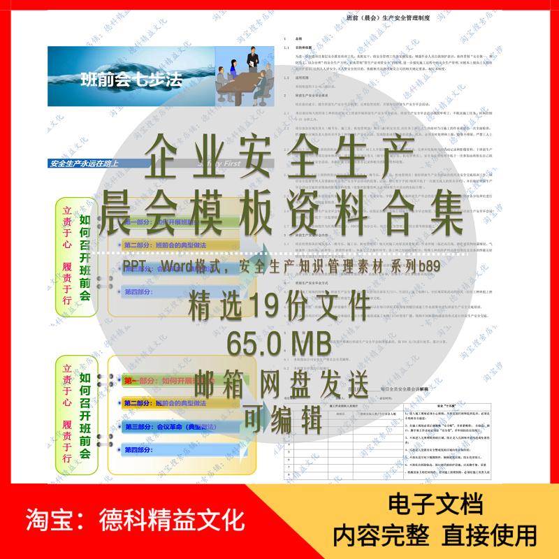 企业安全生产晨会班前会班组安全早会制度流程培训课件PPT b89