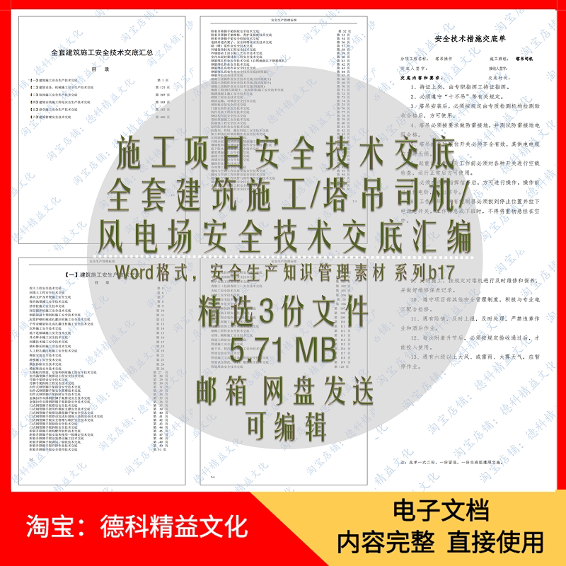 施工项目安全技术交底 建筑施工 塔吊司机 Word模板 安全管理 b17