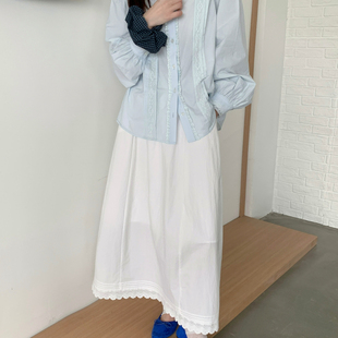 PIE 半身裙半身裙26010 A裙摆蕾丝边简约纯色花边设计感垂坠中长款