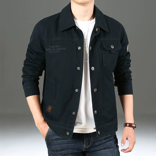 Демисезонная короткая хлопковая осенняя куртка для отдыха, свободный крой