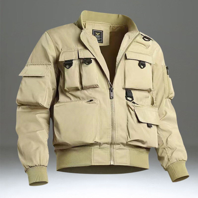 工装外套男春秋款宽松大码多口袋美式飞行夹克休闲潮流复古棒球服