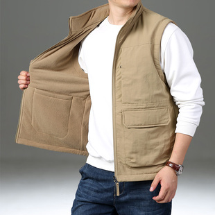 双面穿马甲男春秋冬户外加绒保暖立领坎肩背心大码 摇粒绒马夹外套