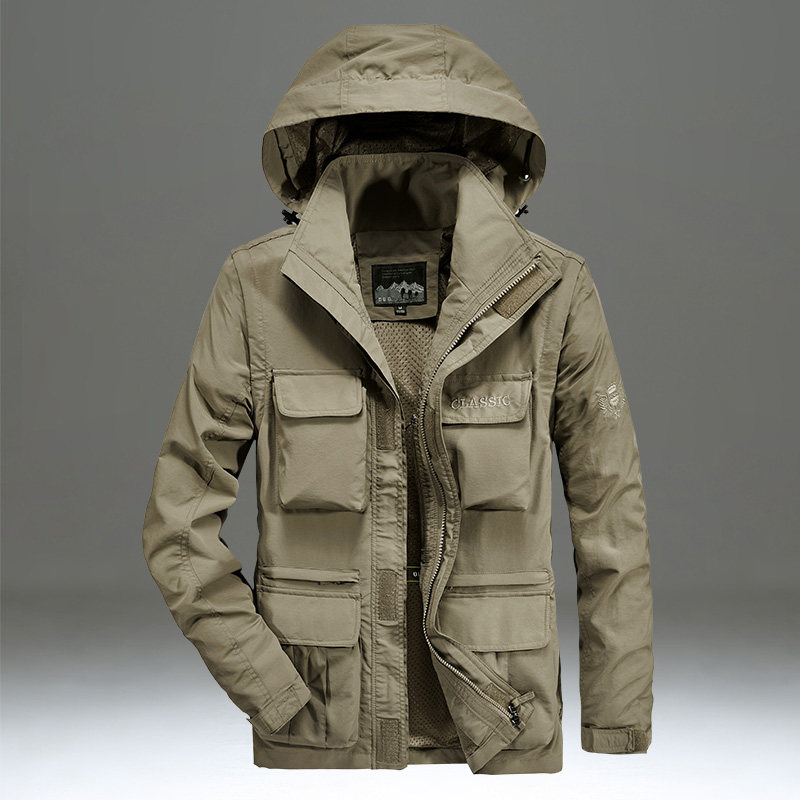 男士夹克秋冬季加绒冲锋衣多口袋工装休闲男装上衣户外风衣外套男,男装,夹克,淘宝优惠券,粉丝福利购,淘宝优惠卷