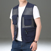 网眼透气摄影钓鱼坎肩户外多口袋休闲速干马夹 马甲男士 春夏季 薄款