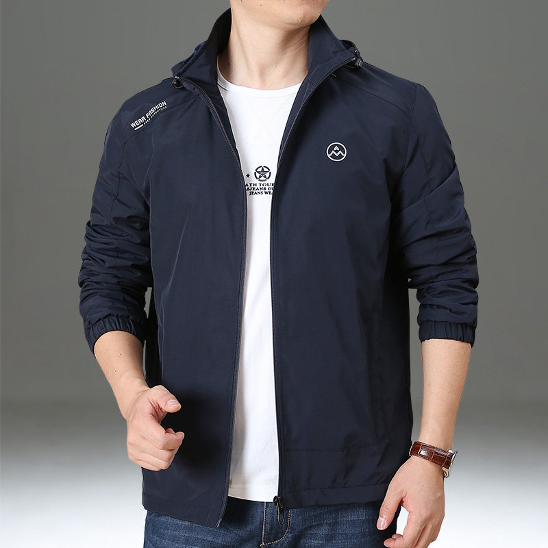 夹克男春秋宽松工装上衣户外运动休闲冲锋衣加绒外套男春装爸爸潮