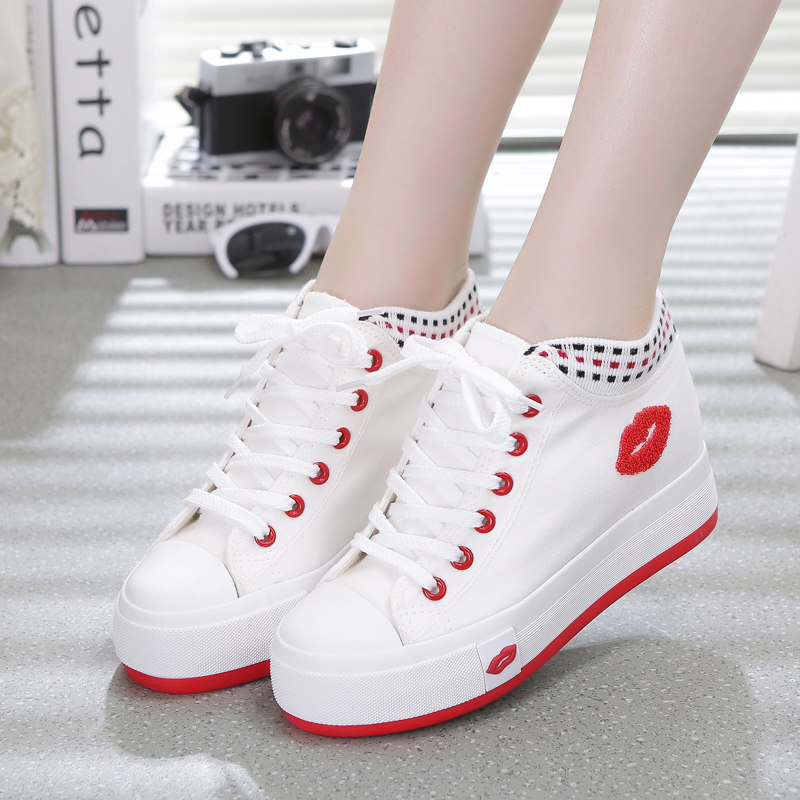 帆布鞋女2021春夏季新款高帮百搭韩版潮拼色休闲厚底内增高小白鞋在类目 女鞋, 帆布鞋中 - 来自Buy2taobao.com提供专业的淘宝代购服务