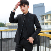 套装 青年修身 中华立领西服装 婚礼礼服中国风唐装 帅 中山装 韩版 男士