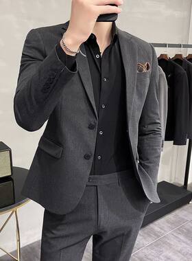 西服男修身西装结婚礼服三件套