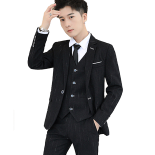 新款西服套装男士三件套 商务休闲修身结婚礼服 青年帅气小西装潮