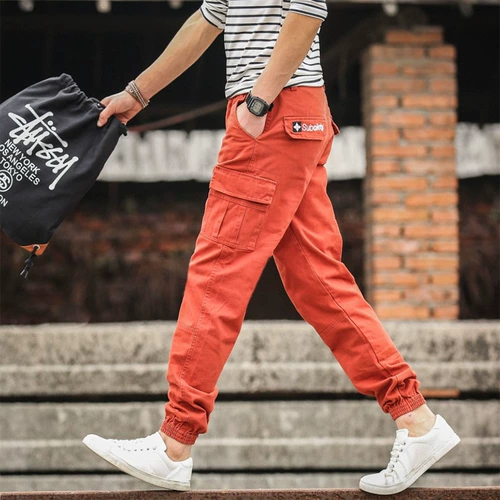 Спортивные хлопковые износостойкие штаны, свободный крой