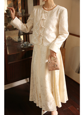 竹依依国风提花肌理设计感新中式马面裙女春夏长款复古高腰半身裙