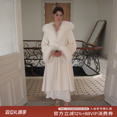 竹依依100%羊毛双面毛呢大衣外套