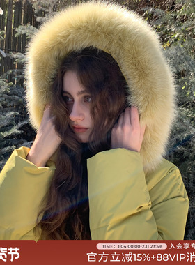 竹依依 新款鹅绒白色冬季羽绒服女款中长款设计感修身高级感