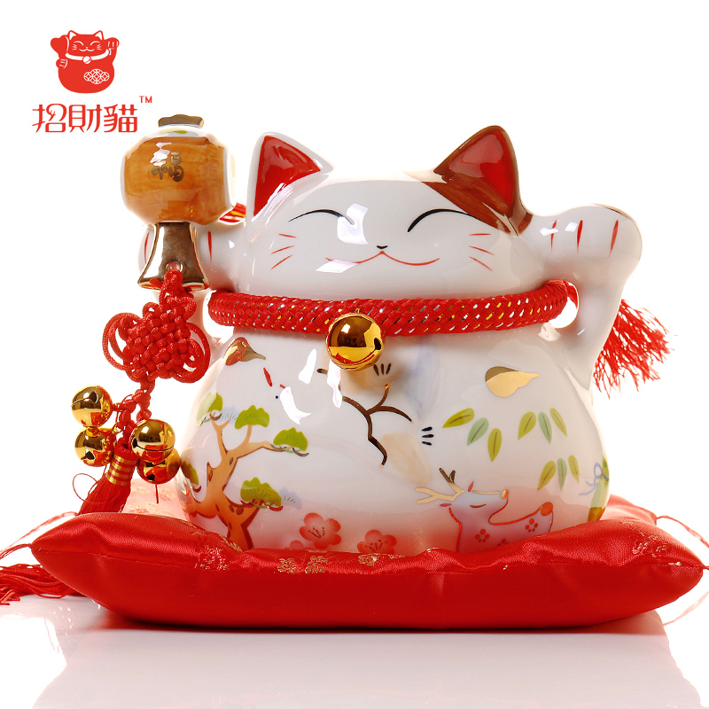 luckycat 人气招财猫摆件 陶瓷家居客厅储蓄罐存钱罐店铺开业礼品