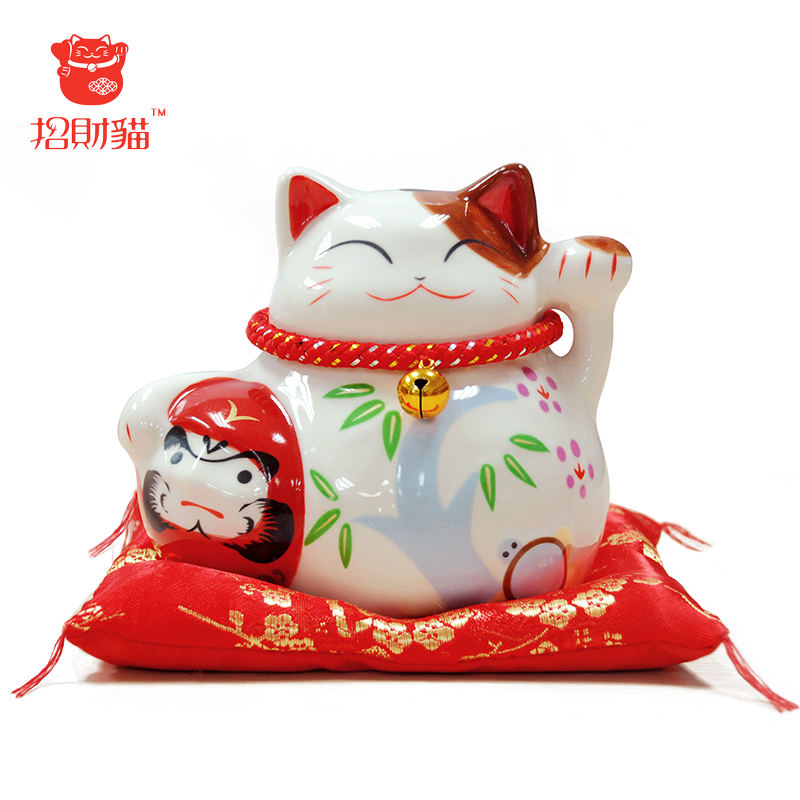 招财猫摆件 中号陶瓷存钱罐储蓄罐 店铺开业家居创意礼品福满祝愿