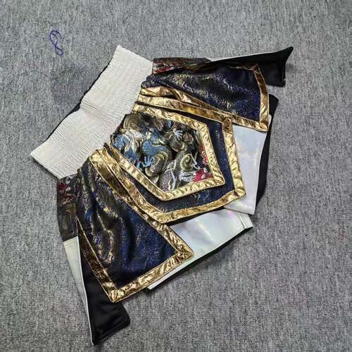 定制多片龙纹短裤格斗搏击男女训练比赛散打服泰拳短裤