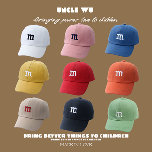 2025新款宝宝帽子春秋儿童鸭舌帽女童1-4岁男童m字母棒球帽夏百搭