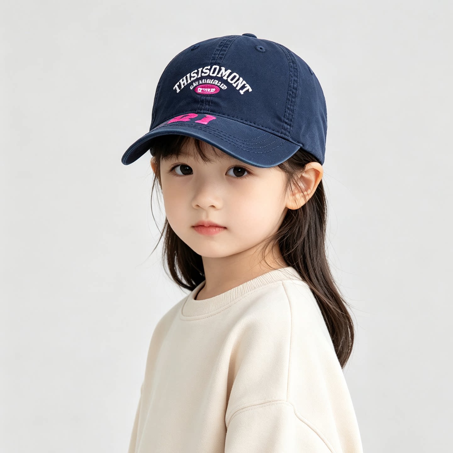 儿童棒球帽男女童宝宝春秋季鸭舌帽遮阳藏青女孩太阳帽韩版百搭潮图片