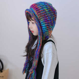 多巴胺色秋冬季儿童帽子女童毛线帽中大童女孩针织护耳帽宝宝冬天