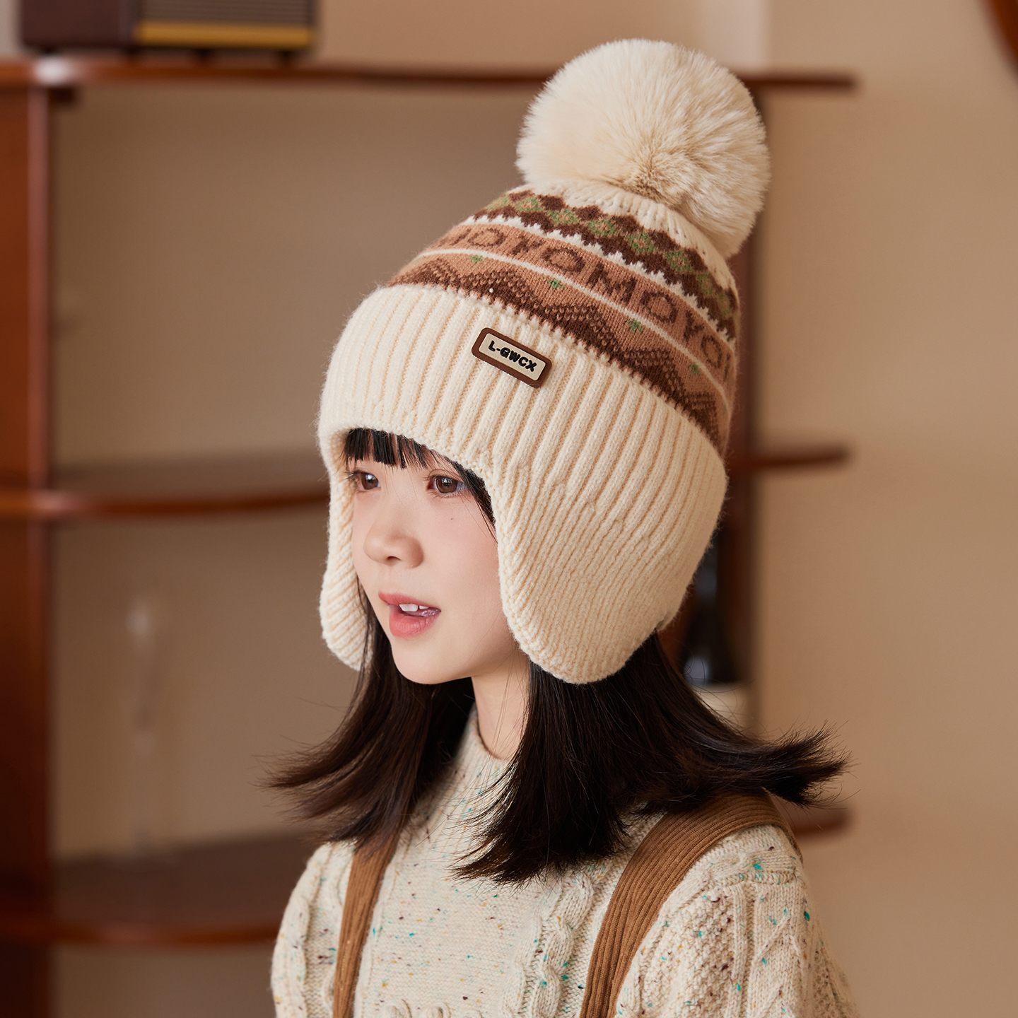 加绒儿童秋冬季护耳帽