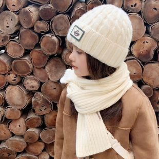 2023新款 男童女孩毛线帽针织两件套中大童 秋冬季 儿童帽子围巾套装