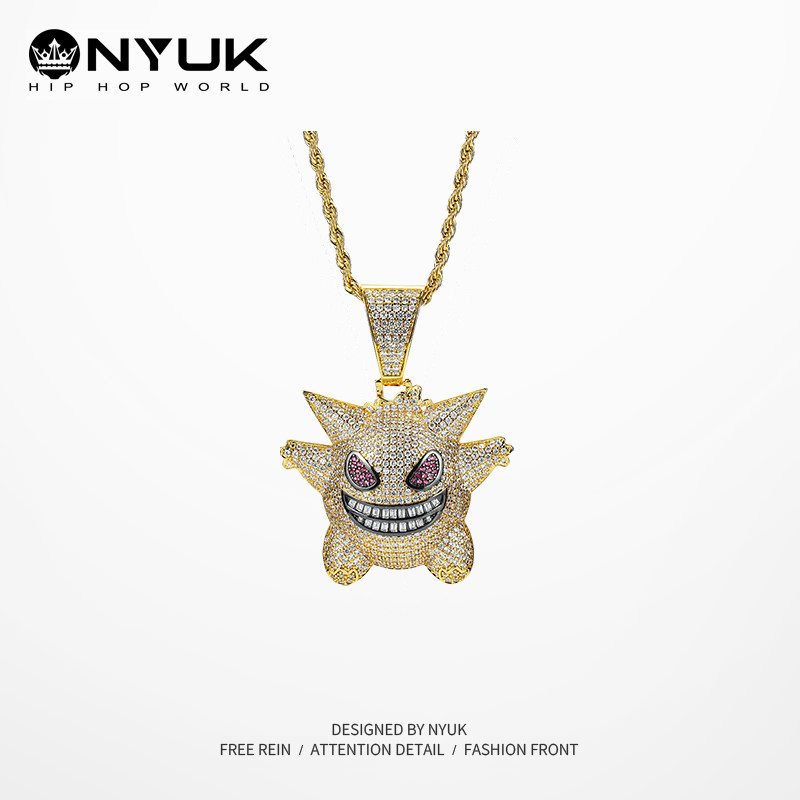 NYUK 嘻哈耿鬼宠物小精灵潮男女项链饰品镶锆石真金电镀精品首饰