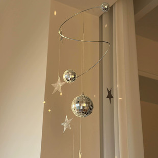 阳光捕手挂件diy镭射星星灯球氛围感阳台小挂饰卧室装饰软装风铃