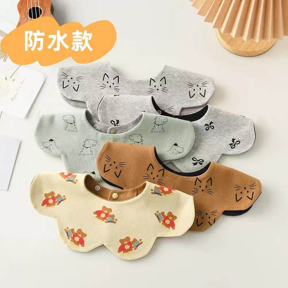 韩版宝宝四季两面戴围脖婴儿围嘴花瓣口水巾纯棉新生儿防吐奶围兜