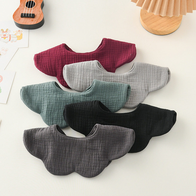 韩版纯色婴幼儿口水巾360纯棉花瓣纱布围嘴双面可戴防吐奶围兜A类,婴童用品,口水巾,淘宝优惠券,粉丝福利购,淘宝优惠卷