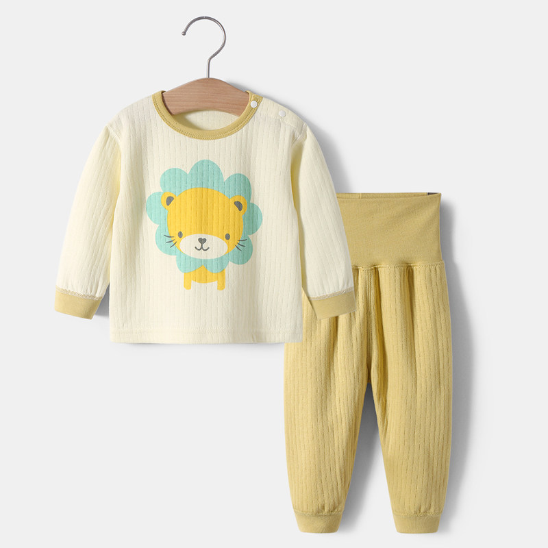 宝宝秋衣套装纯棉婴儿高腰护肚裤男女童睡衣家居服春秋款儿童衣服